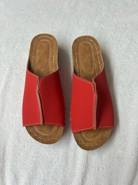 Women’s Red Slide Sandals - Comfortable Open-Toe Slip-Ons